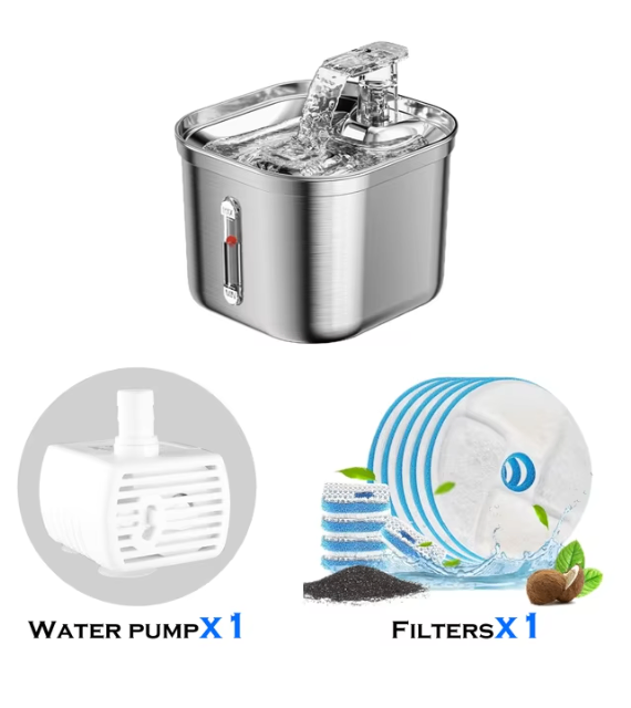2.2L Stainless Steel Pet Water Fountain | Motion Sensor | Multi-Filter | Cats & Dogs