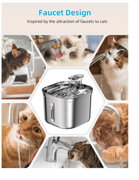2.2L Stainless Steel Pet Water Fountain | Motion Sensor | Multi-Filter | Cats & Dogs